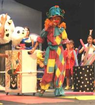 Julia Gayle  with performing box